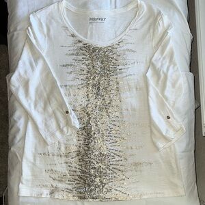 zenergy by Chico’s Sequin 3/4 Sleeve Tee | Size 1